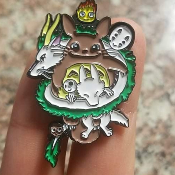*2 for $13* Studio Ghibli Totoro & No-Face Kaonashi & Calcifer & Haku Enamel Pin - Picture 2 of 6